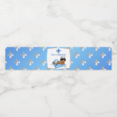 Prince Royal Baby Blue & Silver Fleur Crown Pillow Waterfles Etiket (Enkel label)