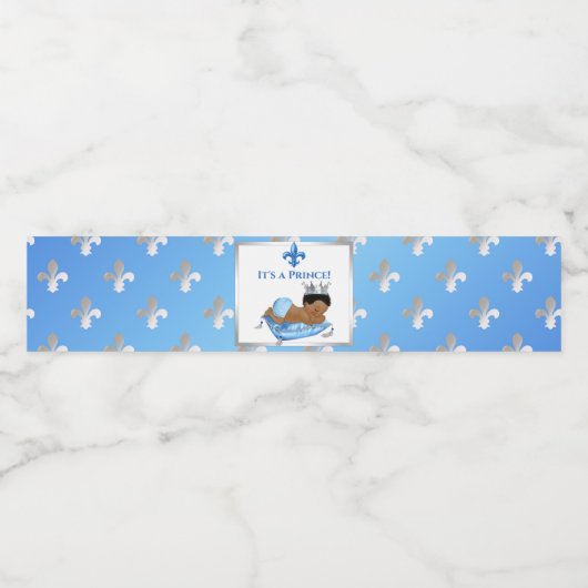 Prince Royal Baby Blue & Silver Fleur Crown Pillow Waterfles Etiket (Enkel label)