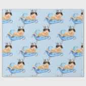 Prince Royal Baby Blue & Silver Pillow Boy Cadeaupapier (Vlak)
