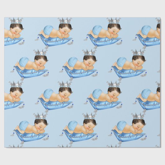 Prince Royal Baby Blue & Silver Pillow Boy Cadeaupapier (Vlak)