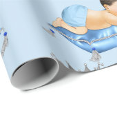 Prince Royal Baby Blue & Silver Pillow Boy Cadeaupapier (Rol Hoek)