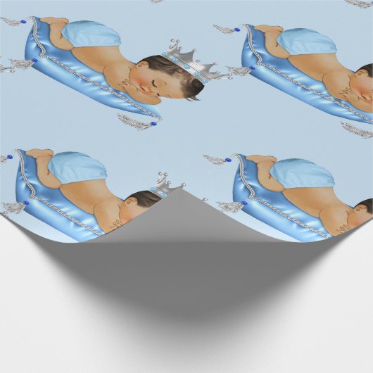 Prince Royal Baby Blue & Silver Pillow Boy Cadeaupapier (Hoek)