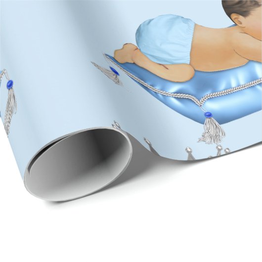 Prince Royal Baby Blue & Silver Pillow Boy Cadeaupapier (Rol Hoek)