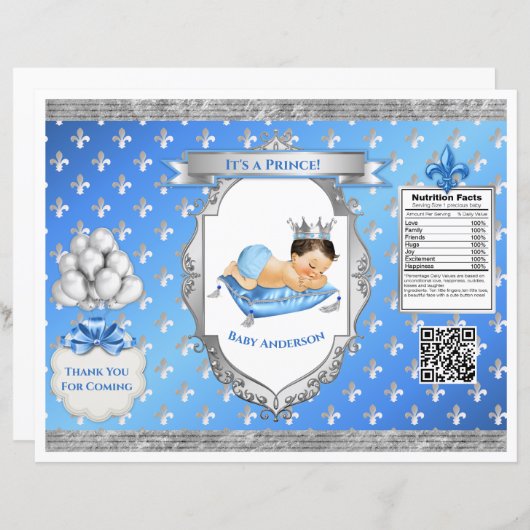 Prince Royal Baby Blue & Silver Pillow Chip Bag (Voorkant / Achterkant)