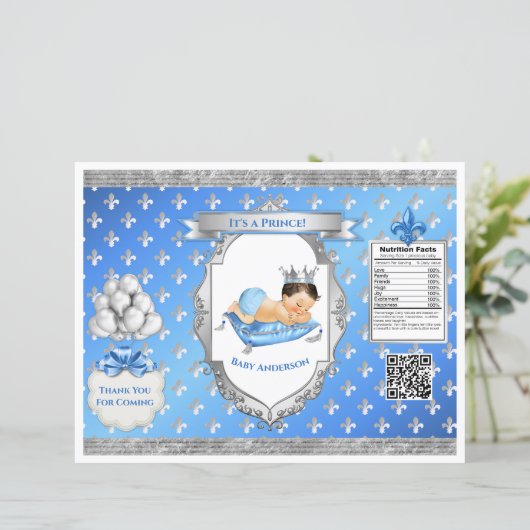 Prince Royal Baby Blue & Silver Pillow Chip Bag (Staand voorkant)