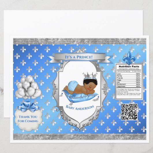 Prince Royal Baby Blue & Silver Pillow Chip Bag (Voorkant / Achterkant)