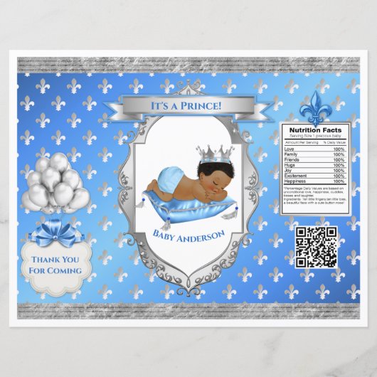 Prince Royal Baby Blue & Silver Pillow Chip Bag (Voorkant)