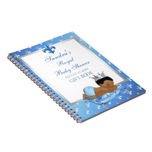 Prince Royal Baby Blue & Silver Pillow Gift Guest Notitieboek (Rechterzijde)