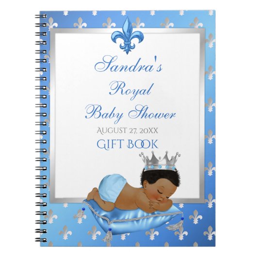 Prince Royal Baby Blue & Silver Pillow Gift Guest Notitieboek (Voorkant)