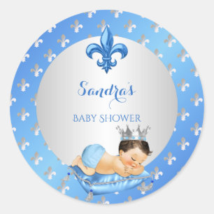 Prince Royal Baby Blue & Silver Pillow Ronde Sticker