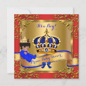 Prince Royal Baby shower Boy Red Blue Gold 4 Kaart (Voorkant)