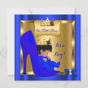 Prince Royal Baby shower Cute Boy Blue Shoe 3 Kaart
