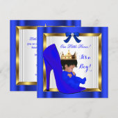Prince Royal Baby shower Cute Boy Blue Shoe Kaart (Voorkant / Achterkant)