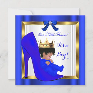 Prince Royal Baby shower Cute Boy Blue Shoe Kaart