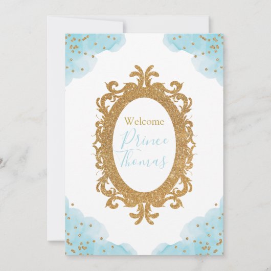 Prince Royal Baby shower waterverf Uitnodiging (Achterkant)