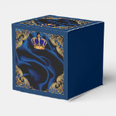 Prince Royal blauw en goud kroon en zijde Bedankdoosjes (Achterkant)