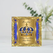 Prince Royal Blue Baby shower Boy Regal Gold 2 Kaart (Staand voorkant)
