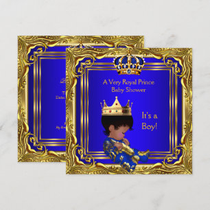 Prince Royal Blue Baby shower Gold Boy Ethnic Kaart