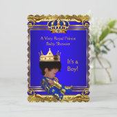 Prince Royal Blue Baby shower Gold Boy Ethnic Kaart (Staand voorkant)
