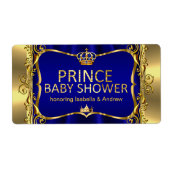 Prince Royal Blue Baby shower Gold Boy Etiket (Voorkant)