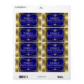 Prince Royal Blue Baby shower Gold Boy Etiket (Full Sheet)