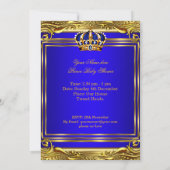 Prince Royal Blue Baby shower Gold Boy Kaart (Achterkant)