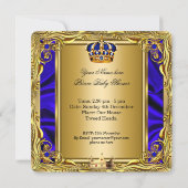 Prince Royal Blue Baby shower Regal Gold Boy 2 Kaart (Achterkant)
