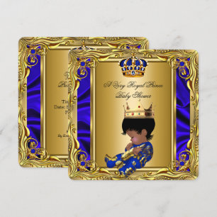 Prince Royal Blue Baby shower Regal Gold Boy 2 Kaart