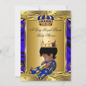 Prince Royal Blue Baby shower Regal Gold Boy 2 Kaart (Voorkant)