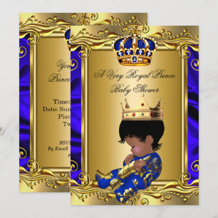 Prince Royal Blue Baby shower Regal Gold Boy 2 Kaart