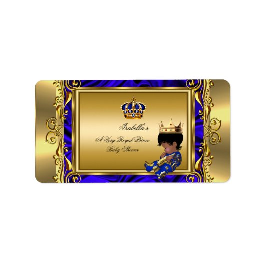 Prince Royal Blue Baby shower Regal Gold Boy Etiket (Voorkant)