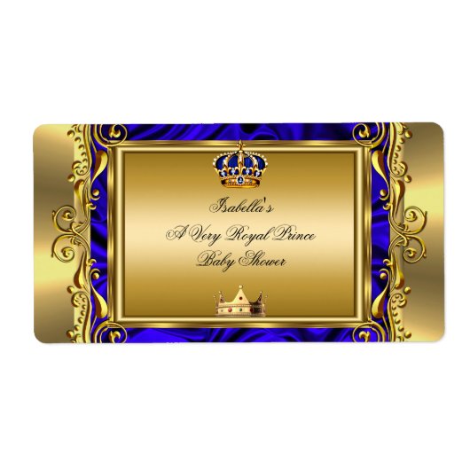 Prince Royal Blue Baby shower Regal Gold Boy Etiket (Voorkant)