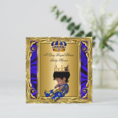 Prince Royal Blue Baby shower Regal Gold Boy Kaart (Staand voorkant)