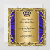 Prince Royal Blue Baby shower Regal Gold Boy Kaart (Achterkant)