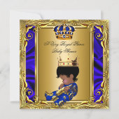Prince Royal Blue Baby shower Regal Gold Boy Kaart (Voorkant)