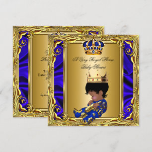 Prince Royal Blue Baby shower Regal Gold Boy Kaart
