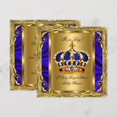 Prince Royal Blue Baby shower Regal Gold Boy Kaart (Voorkant / Achterkant)