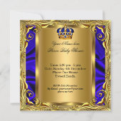 Prince Royal Blue Baby shower Regal Gold Boy Kaart (Achterkant)