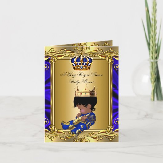 Prince Royal Blue Baby shower Regal Gold Folded (Voorkant)