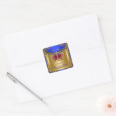 Prince Royal Blue Baby shower Regal Red Gold Boy 3 Vierkante Sticker (Envelop)