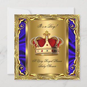 Prince Royal Blue Baby shower Regal Red Gold Boy 4 Kaart