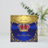 Prince Royal Blue Baby shower Regal Red Gold Boy Kaart (Staand voorkant)