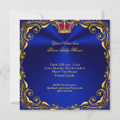 Prince Royal Blue Baby shower Regal Red Gold Boy Kaart (Achterkant)