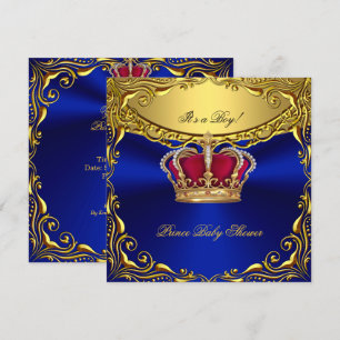 Prince Royal Blue Baby shower Regal Red Gold Boy Kaart