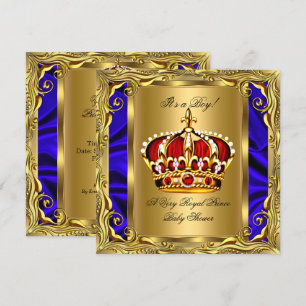 Prince Royal Blue Baby shower Regal Red Gold Boy Kaart