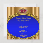 Prince Royal Blue Boy Baby shower Crown Gold Kaart (Achterkant)