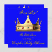 Prince Royal Blue Boy Baby shower Crown Kaart (Voorkant / Achterkant)