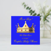 Prince Royal Blue Boy Baby shower Crown Kaart (Staand voorkant)