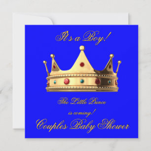 Prince Royal Blue Boy Baby shower Crown Kaart