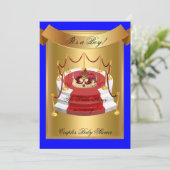 Prince Royal Blue Boy Baby shower Crown Kaart (Staand voorkant)